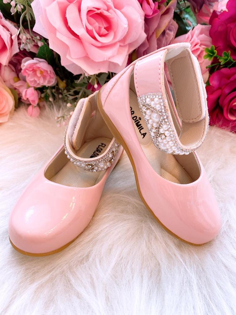 Sapatilha Flor di Mila Rosa Bebê "Perolas" Luxo (SPTFLDMILRSBBPRLSLX)
