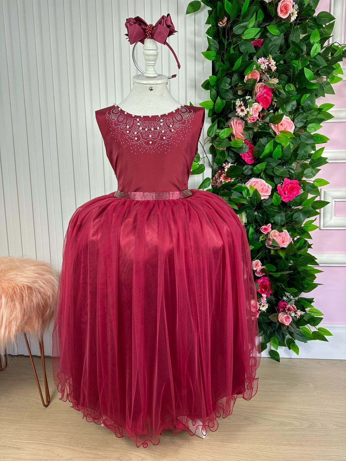 Vestido Infantil Enjoy Longo Regata Marsala (VESTINFENJLMARS)