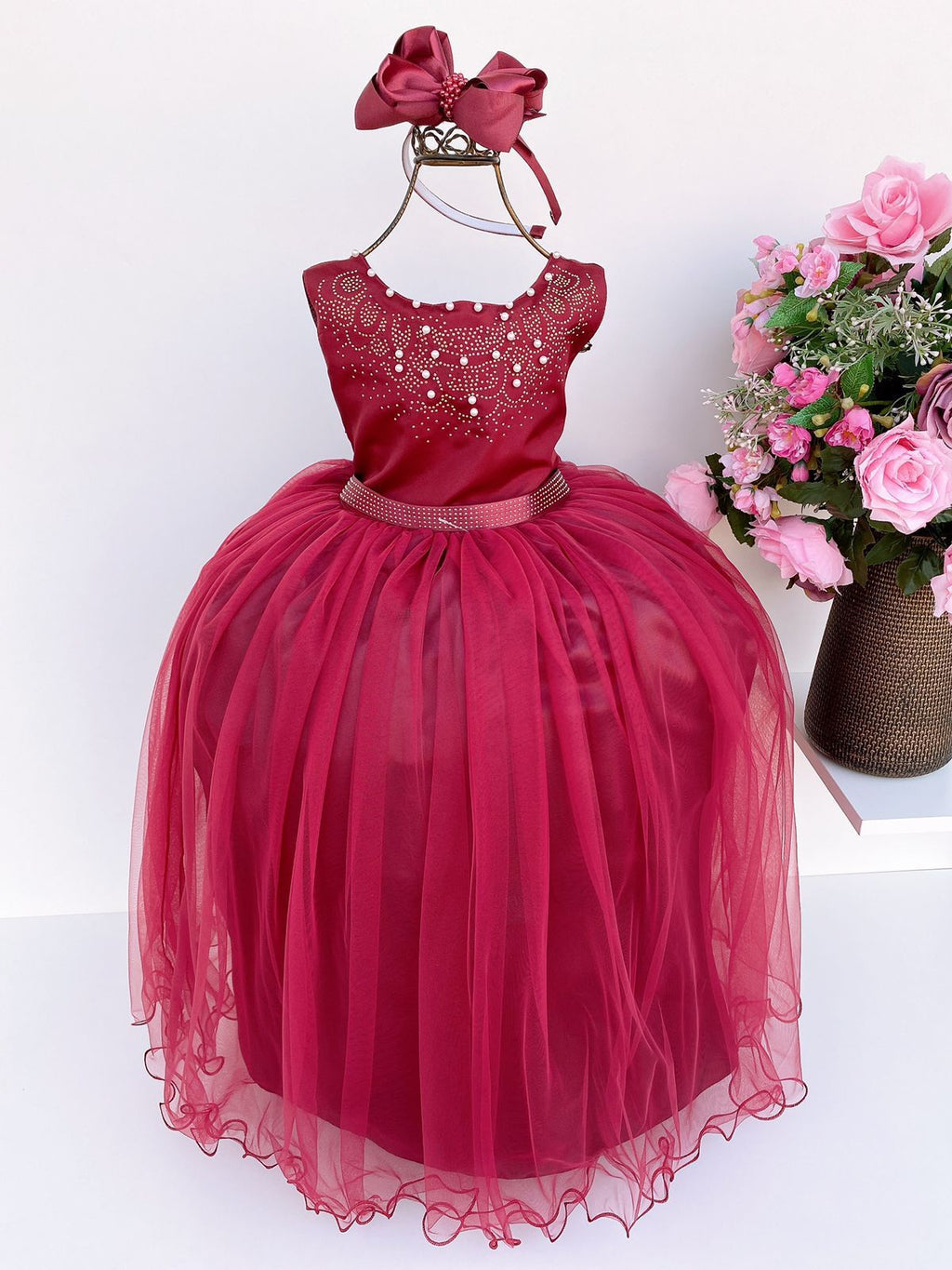 Vestido Infantil Enjoy Longo Regata Marsala (VESTINFENJLMARS)