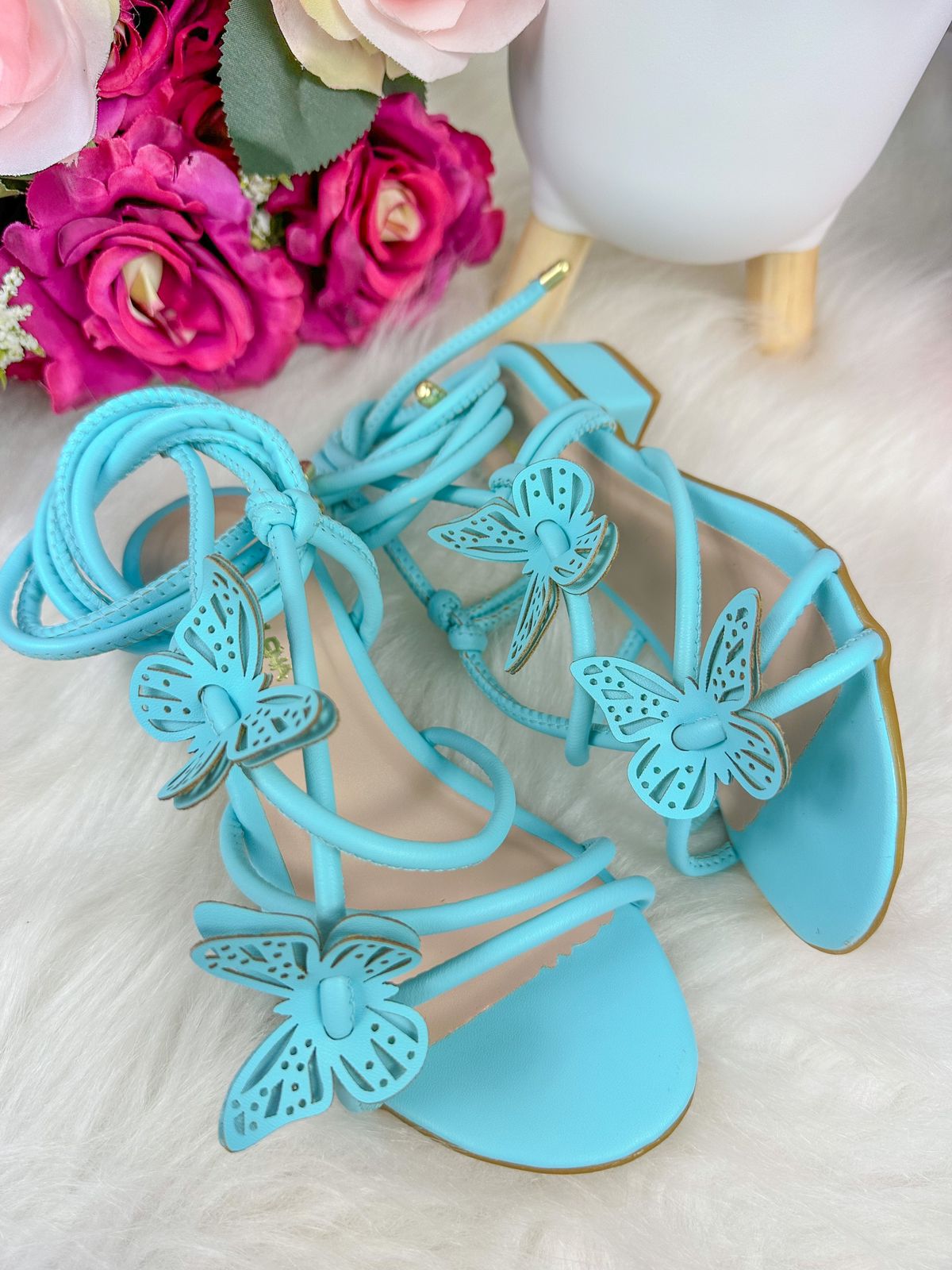 Sandalia Flor Di Mila Borboletas Azul de Amarrar (SDLFLRDMLBBAZLDAMAR)