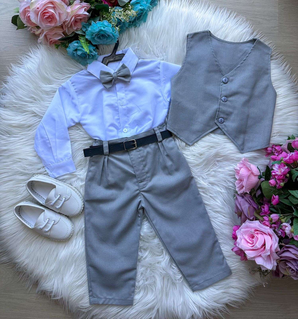 Conjunto Miss Cherry Social Leonardo Colete Cinza Grafite (CNJTMSSCHRSCLCLTCNZ)