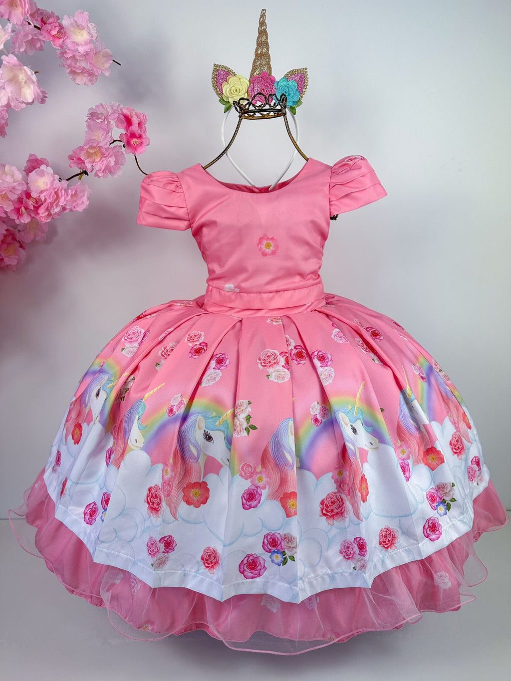 Vestido Infantil Bella Child Rosa Unicórnios (VESTINFTBLLCHECTUNI)