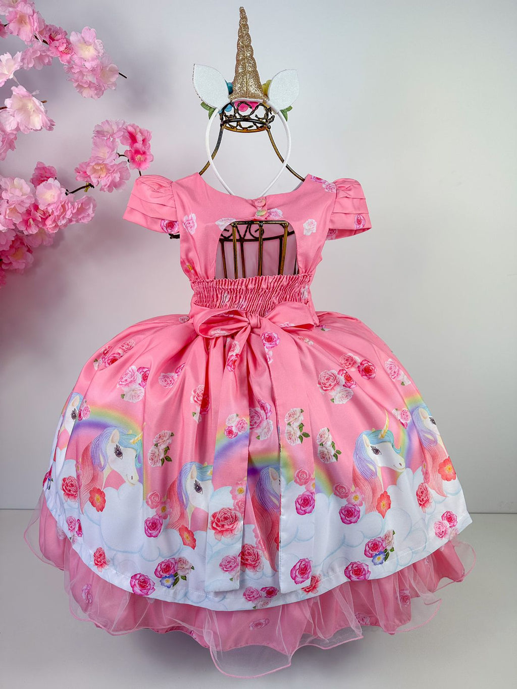 Vestido Infantil Bella Child Rosa Unicórnios (VESTINFTBLLCHECTUNI)