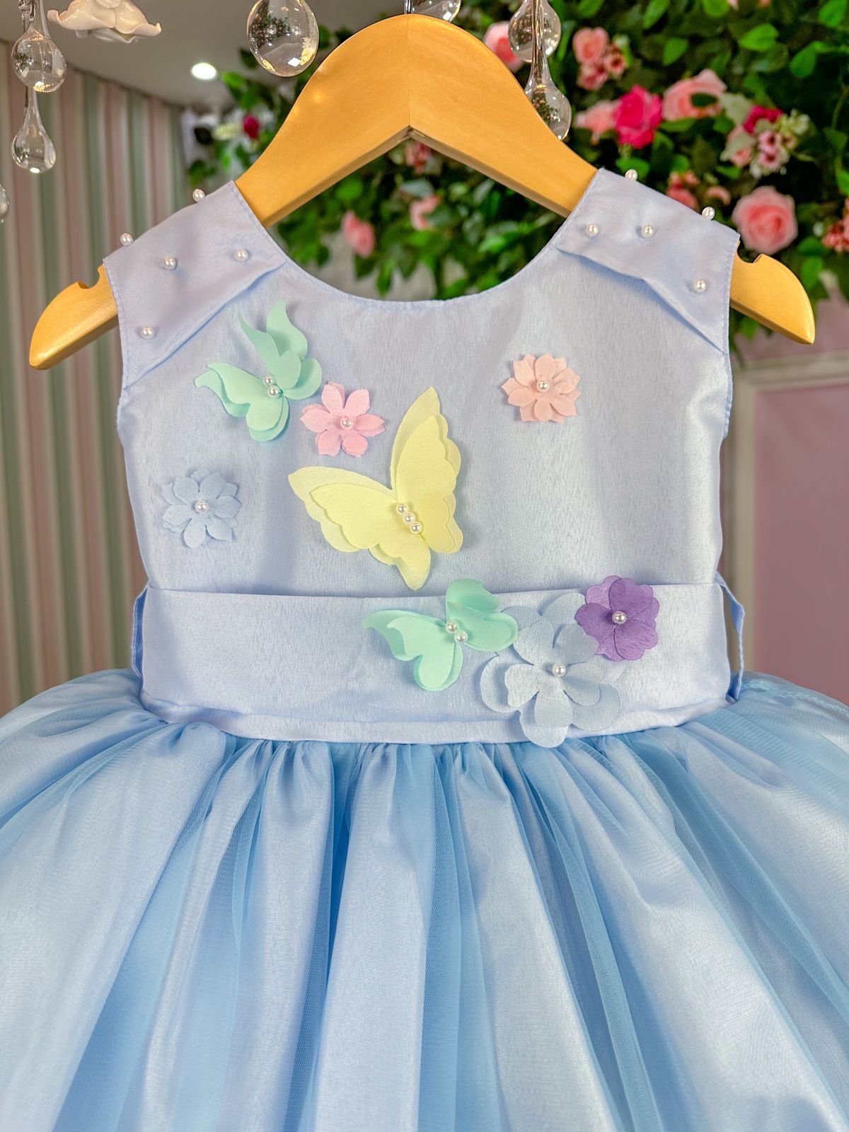 Vestido Princesa Belli Anabel Jardim Encantado Azul Bebe (VESTPRINCSBLLJDENCANTDAZLBB)