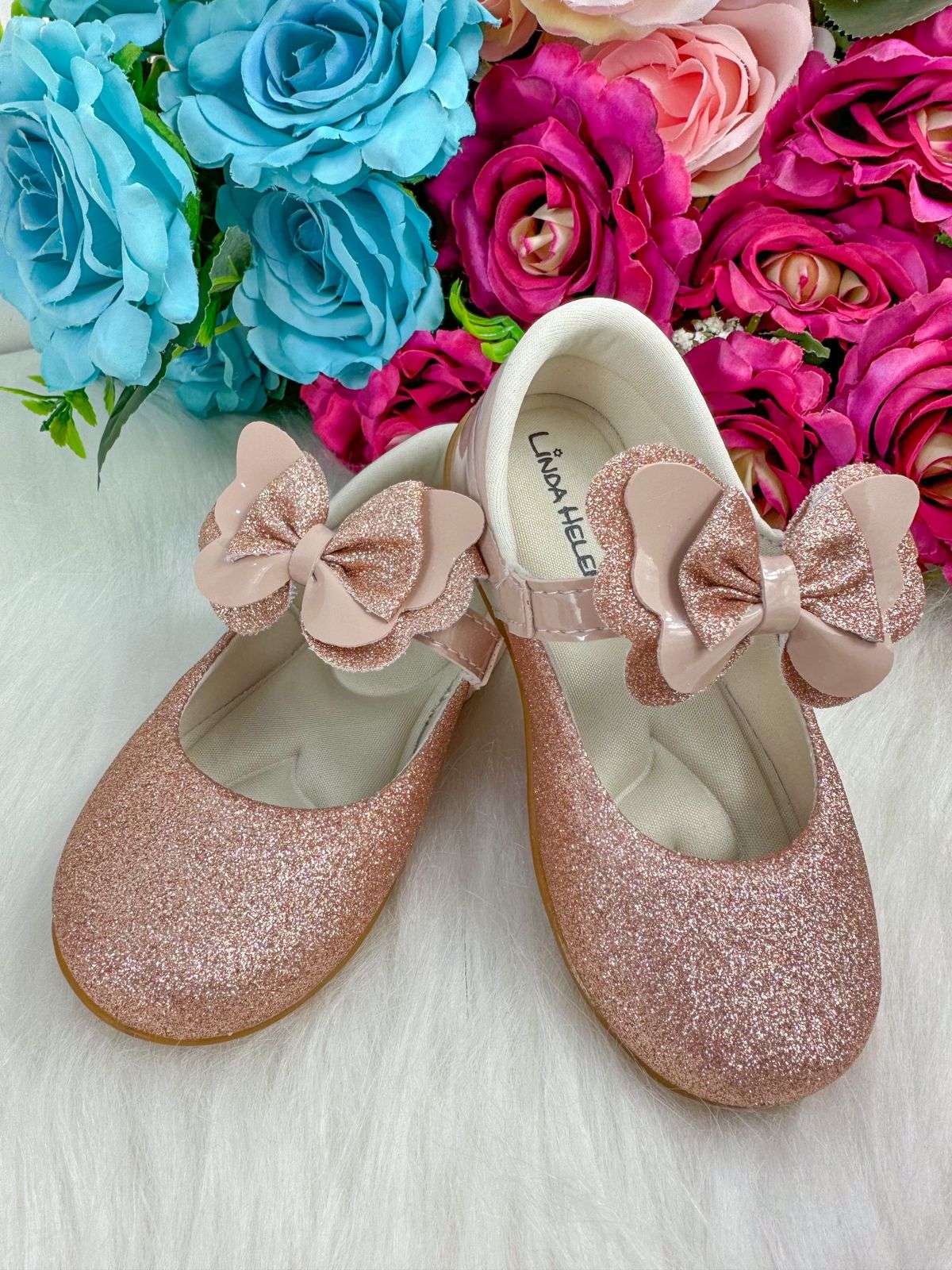 Sapatilha Flor Di MIla Baby Nude - Rose Gliter (SPTLFLRDMLBBNDGT)