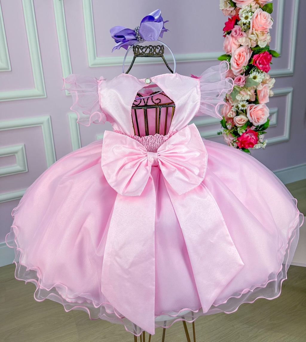 Vestido Marie Rosa Jardim Encantado Laço