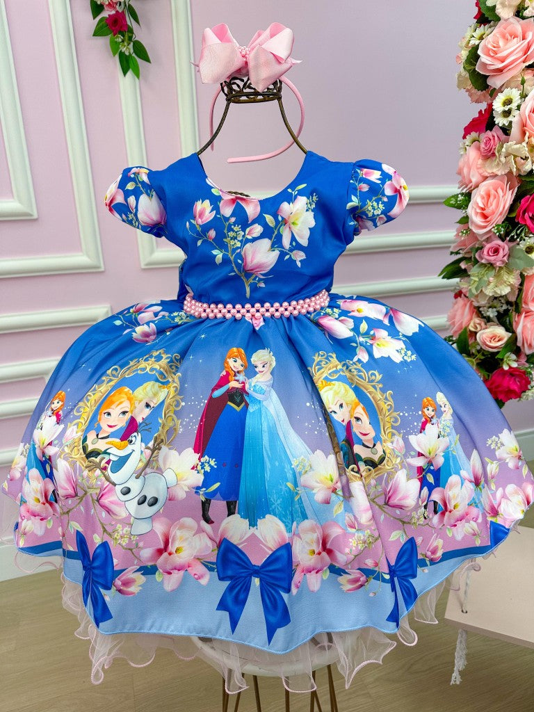 Vestido Infantil Temáticos da Gigi Princesa Gelo Florido (VESTTMFRZEN2T)