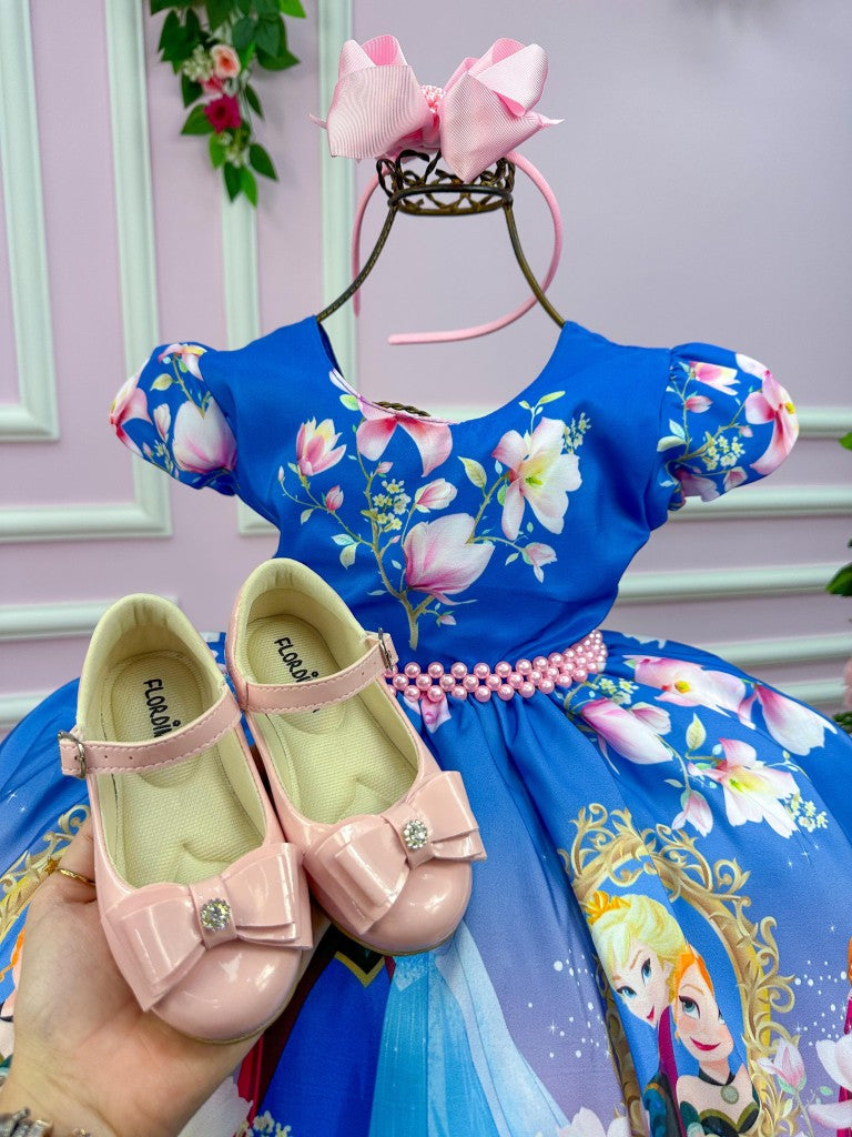Vestido Infantil Temáticos da Gigi Princesa Gelo Florido (VESTTMFRZEN2T)