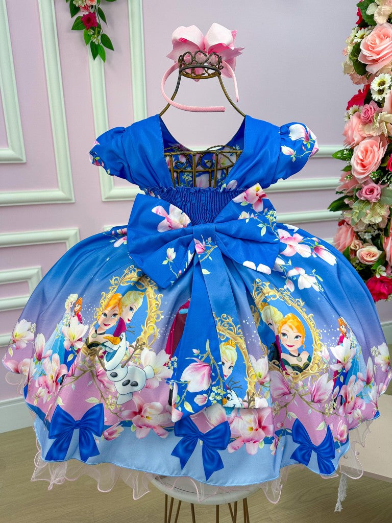Vestido Infantil Temáticos da Gigi Princesa Gelo Florido (VESTTMFRZEN2T)