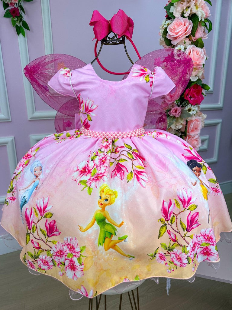 Vestido Infantil Temáticos da Gigi Fadas - Tinker Bell - Sininho Rosa (VESTIFFDTNKBLLT)