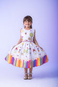 Vestido Marie Lapis Aquarela ABC Branco e Vermelho (VESTMRLPAQABCBRNVRM)