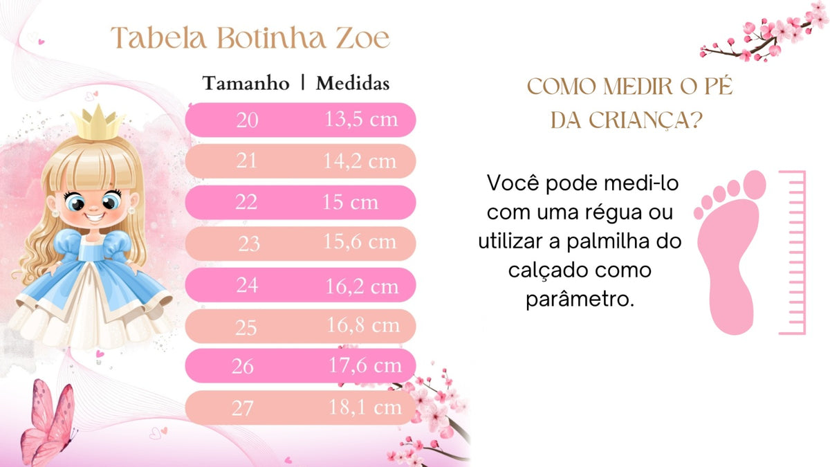 Bota/Coturno Flor di Mila Zoe Rosa Bebe (BTCTUZOERSBB)
