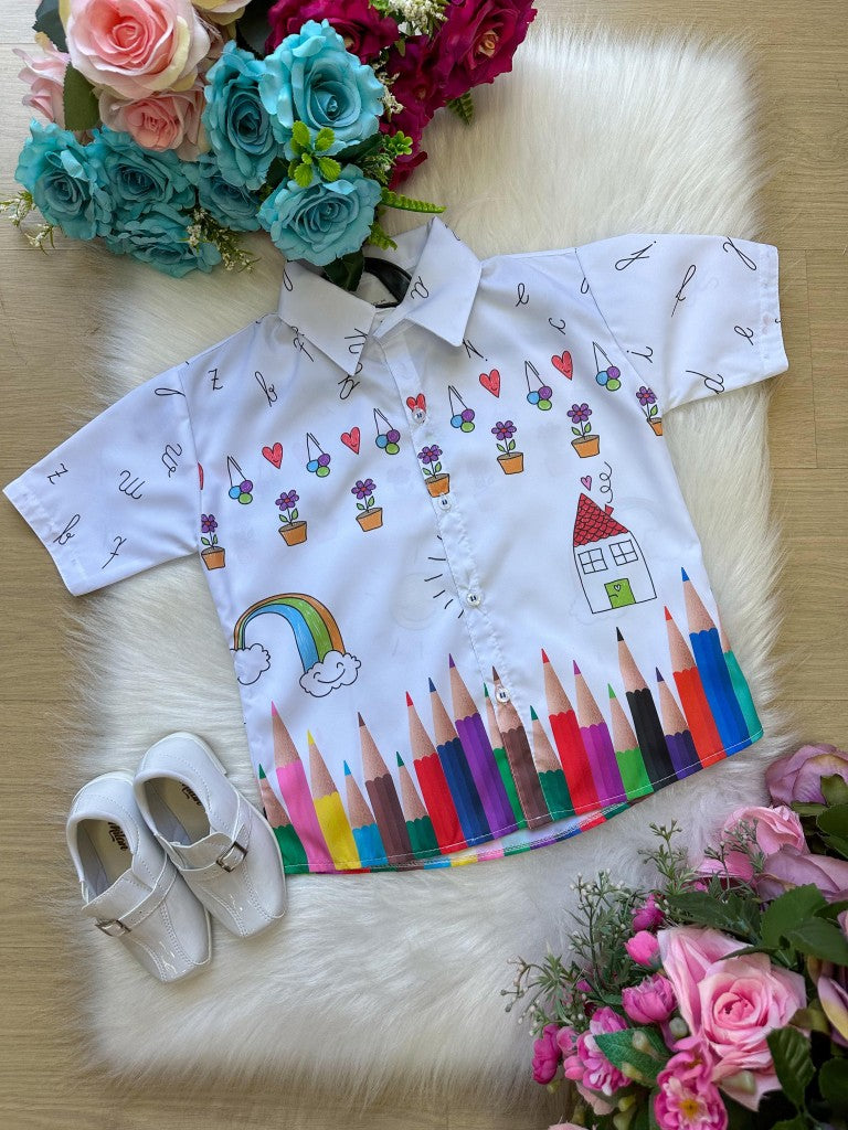Camisa Miss cherry Meninos - Lapis Aquarela ABC (CMISAMISSCRYABC)