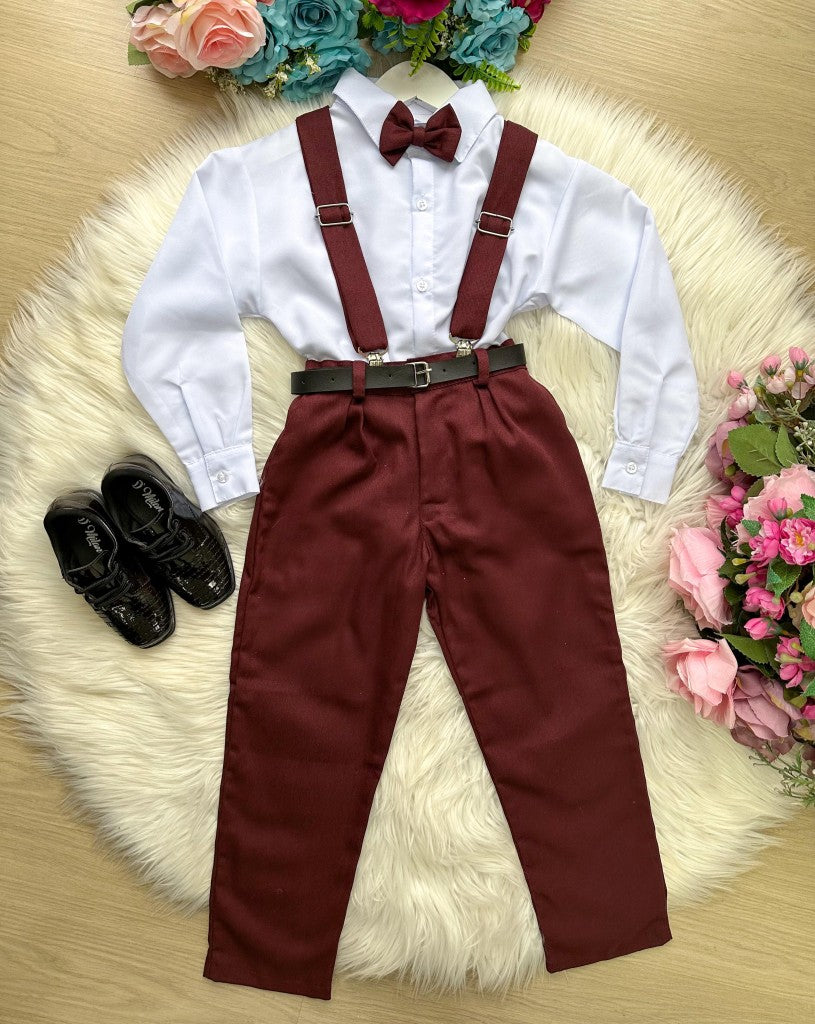 Conjunto Meninos Miss Cherry Leo Suspensorio Marsala (CONJTMNNMSSCHRLOSNPMRL)