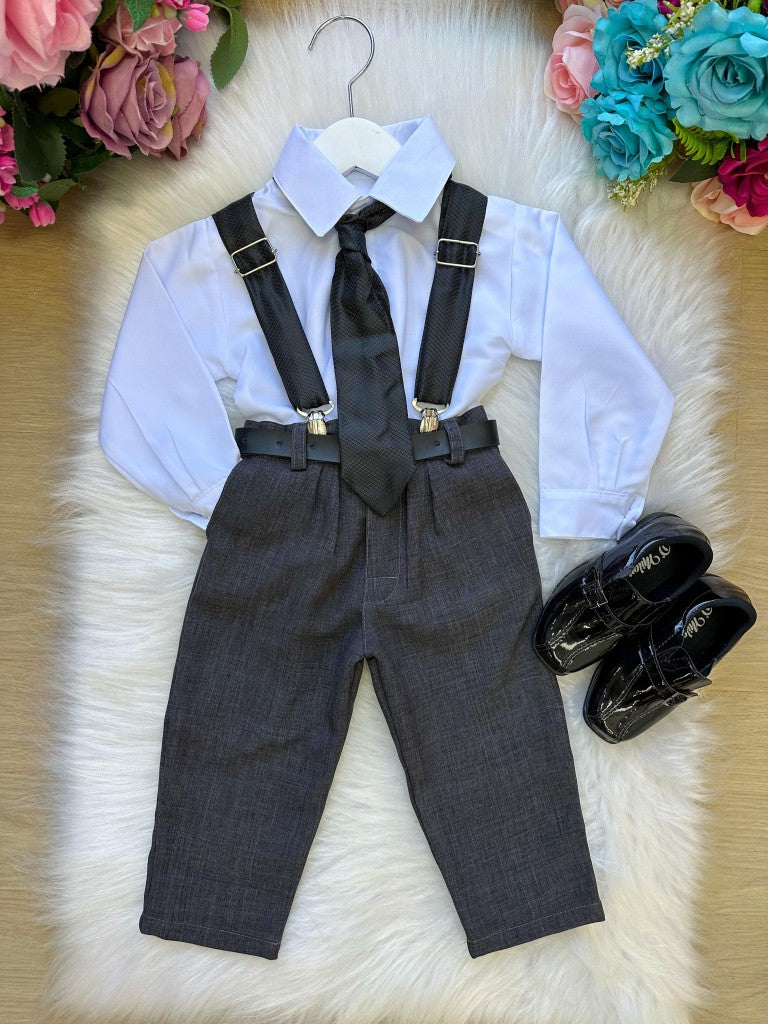 Conjunto Meninos Miss Cherry Rafael Suspensorio Preto (CONJMNOSRAELSPRETO)