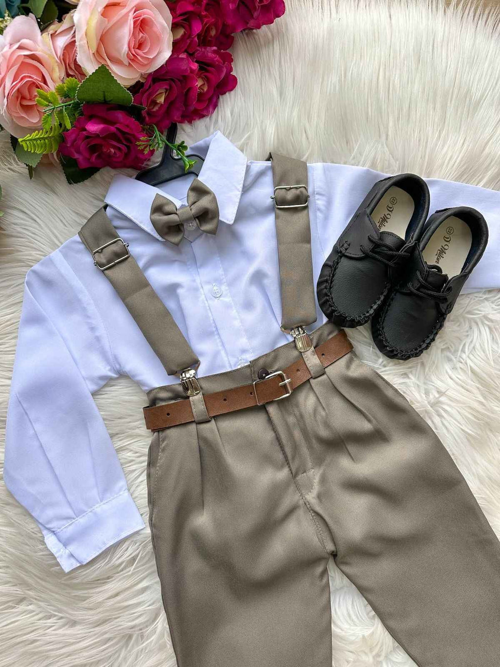 Conjunto Meninos Miss Cherry Leo Suspensorio Verde Militar (CONJUSUSPLEOVRDMLITAR)