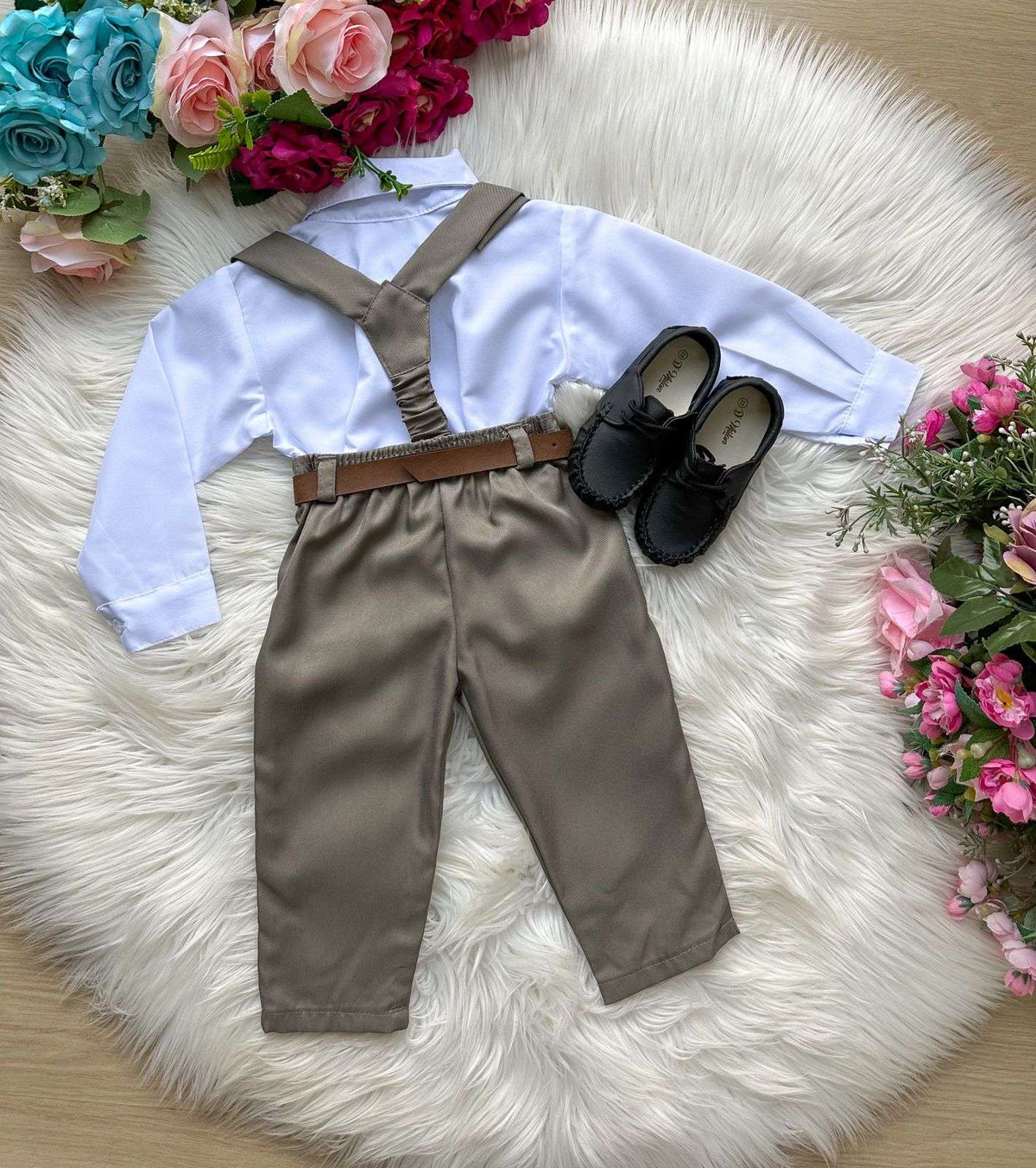 Conjunto Meninos Miss Cherry Leo Suspensorio Verde Militar (CONJUSUSPLEOVRDMLITAR)