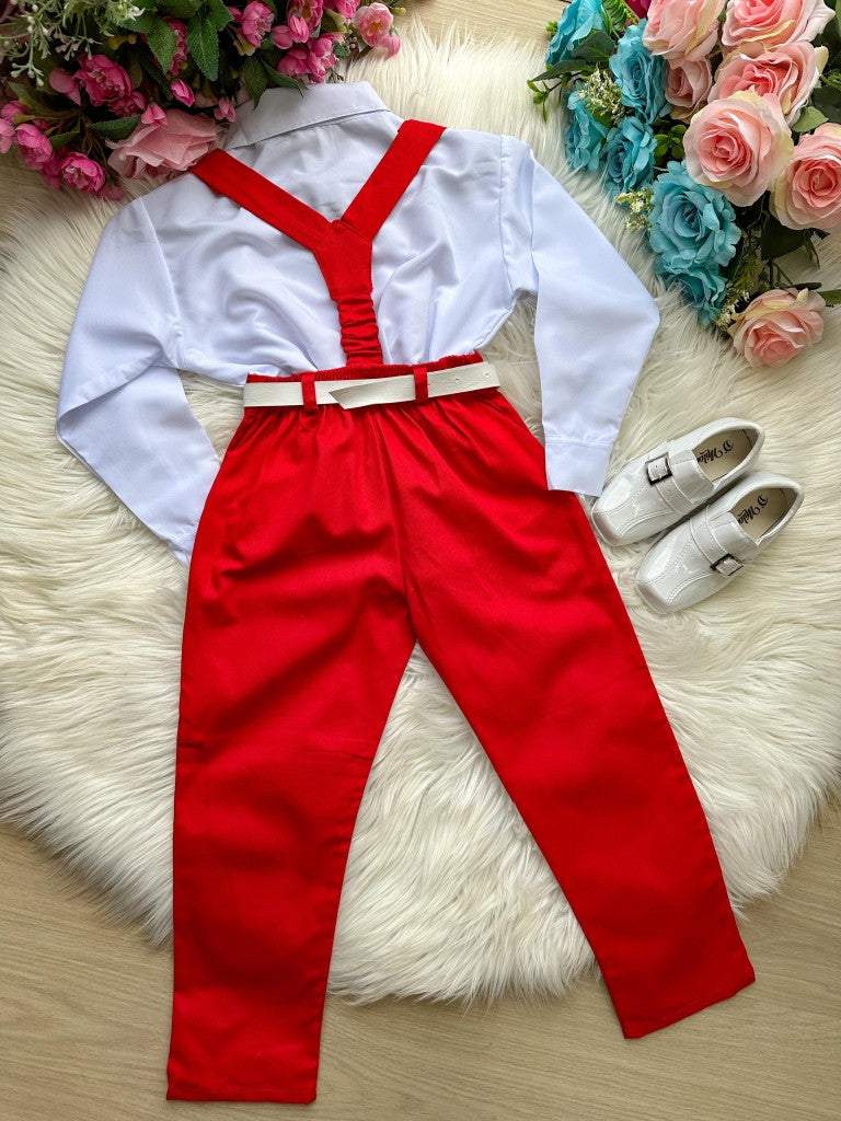 Conjunto Meninos Miss Cherry Leo Suspensorio Vermelho (CONJMSSHSPNVRML)