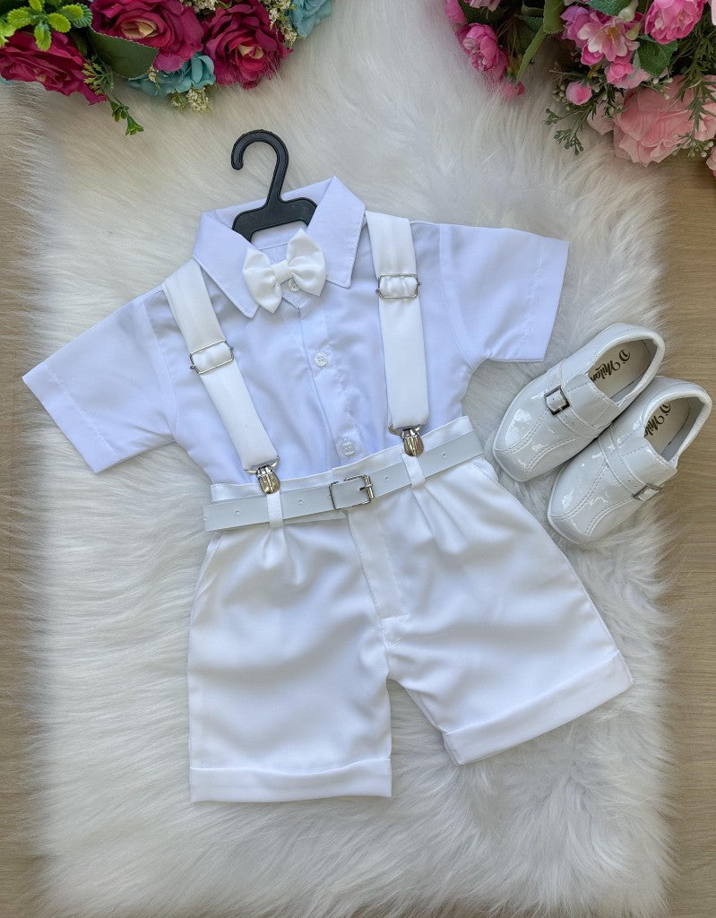 Conjunto Miss Cherry Meninos Social Shorts Ravi Branco (CNJMISCHMSTSRBC)