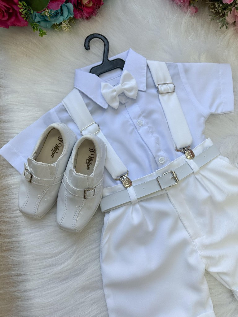 Conjunto Miss Cherry Meninos Social Shorts Ravi Branco (CNJMISCHMSTSRBC)