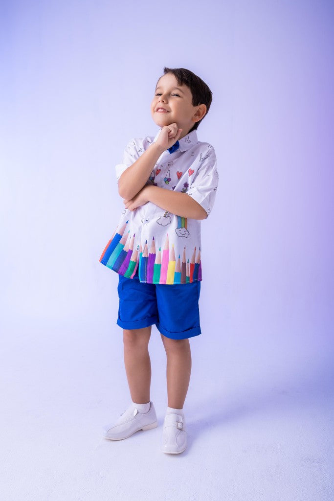 Conjunto Miss cherry Meninos - Lapis Aquarela Azul ABC (CONJMICRRYLAQAZUL)