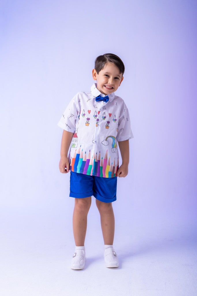 Conjunto Miss cherry Meninos - Lapis Aquarela Azul ABC (CONJMICRRYLAQAZUL)