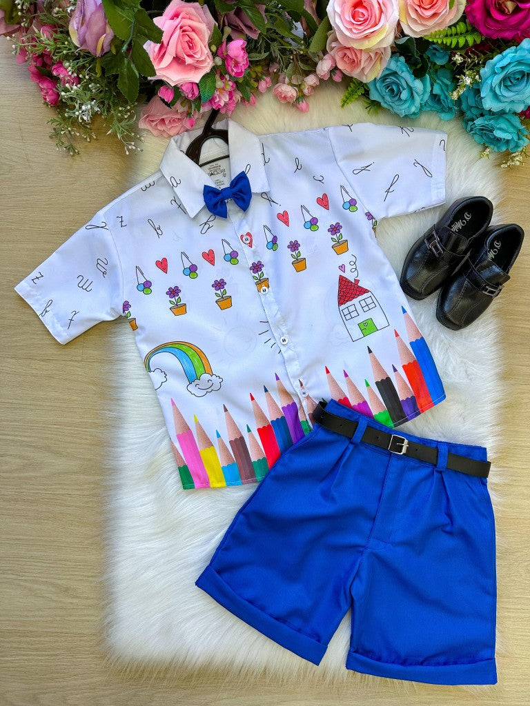 Conjunto Miss cherry Meninos - Lapis Aquarela Azul ABC (CONJMICRRYLAQAZUL)
