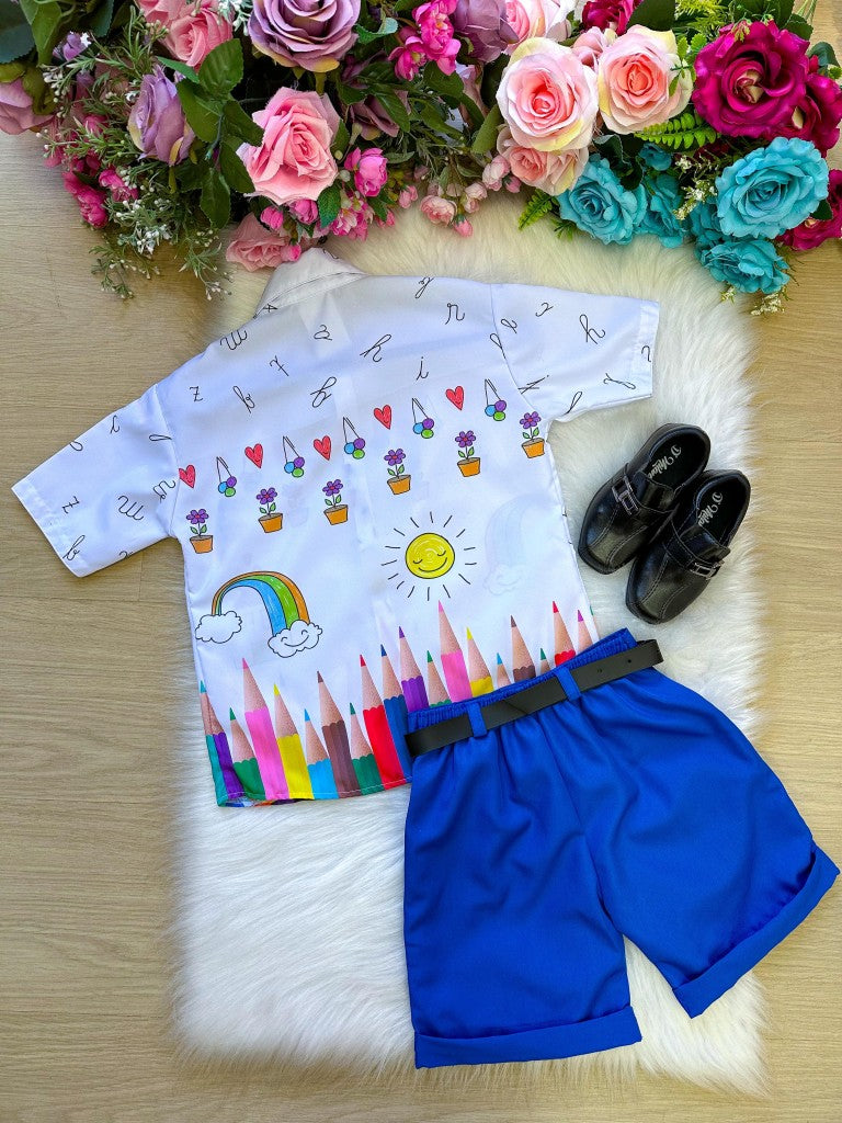Conjunto Miss cherry Meninos - Lapis Aquarela Azul ABC (CONJMICRRYLAQAZUL)