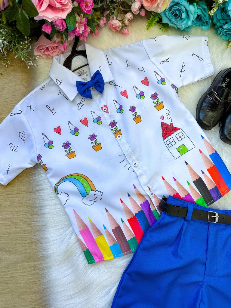 Conjunto Miss cherry Meninos - Lapis Aquarela Azul ABC (CONJMICRRYLAQAZUL)