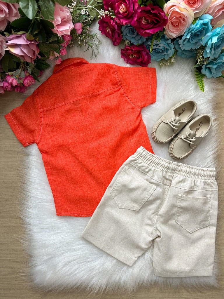 Conjunto Meninos Lucas Banana Club Shorts Camisa Laranja (CNJTMNNLCBNNCBSHTCMLR)
