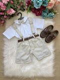 Conjunto Miss Cherry Meninos Social Shorts Ravi Cinza Claro (CONJMSSCRSHRTCNZACRLRO)