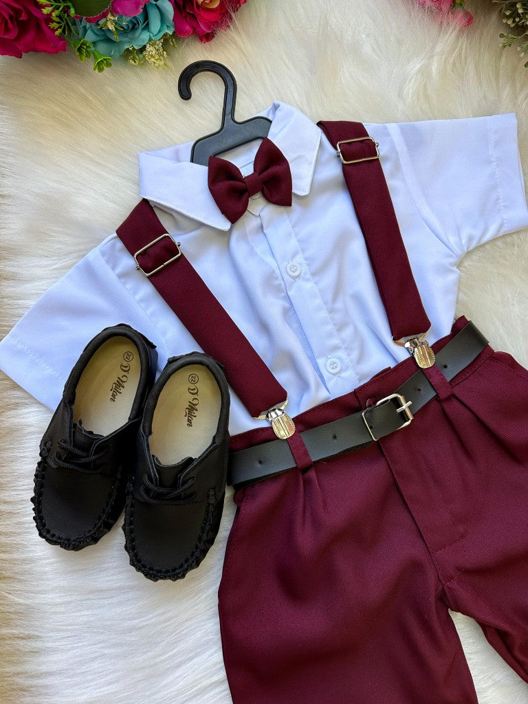 Conjunto Miss Cherry Meninos Social Shorts Ravi Marsala (CONJMSSCRSHRTMRSALA)