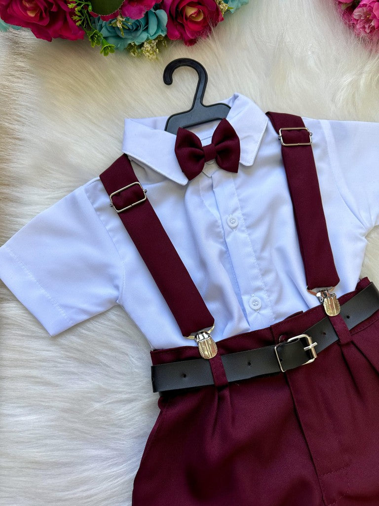 Conjunto Miss Cherry Meninos Social Shorts Ravi Marsala (CONJMSSCRSHRTMRSALA)