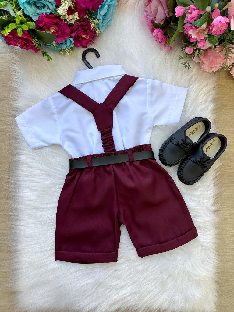 Conjunto Miss Cherry Meninos Social Shorts Ravi Marsala (CONJMSSCRSHRTMRSALA)