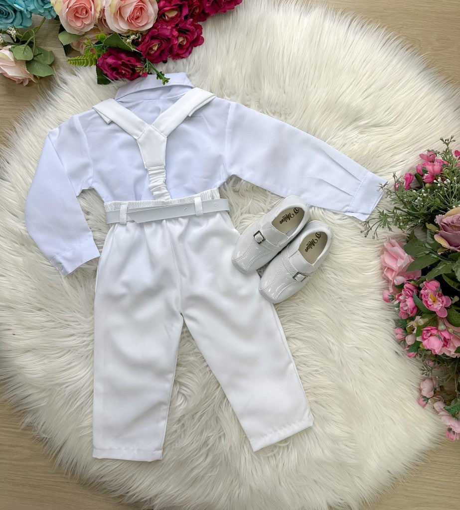 Conjunto Meninos Miss Cherry Leo Suspensorio Branco (CNJTMNNMSSCHRLEOBRNCO)