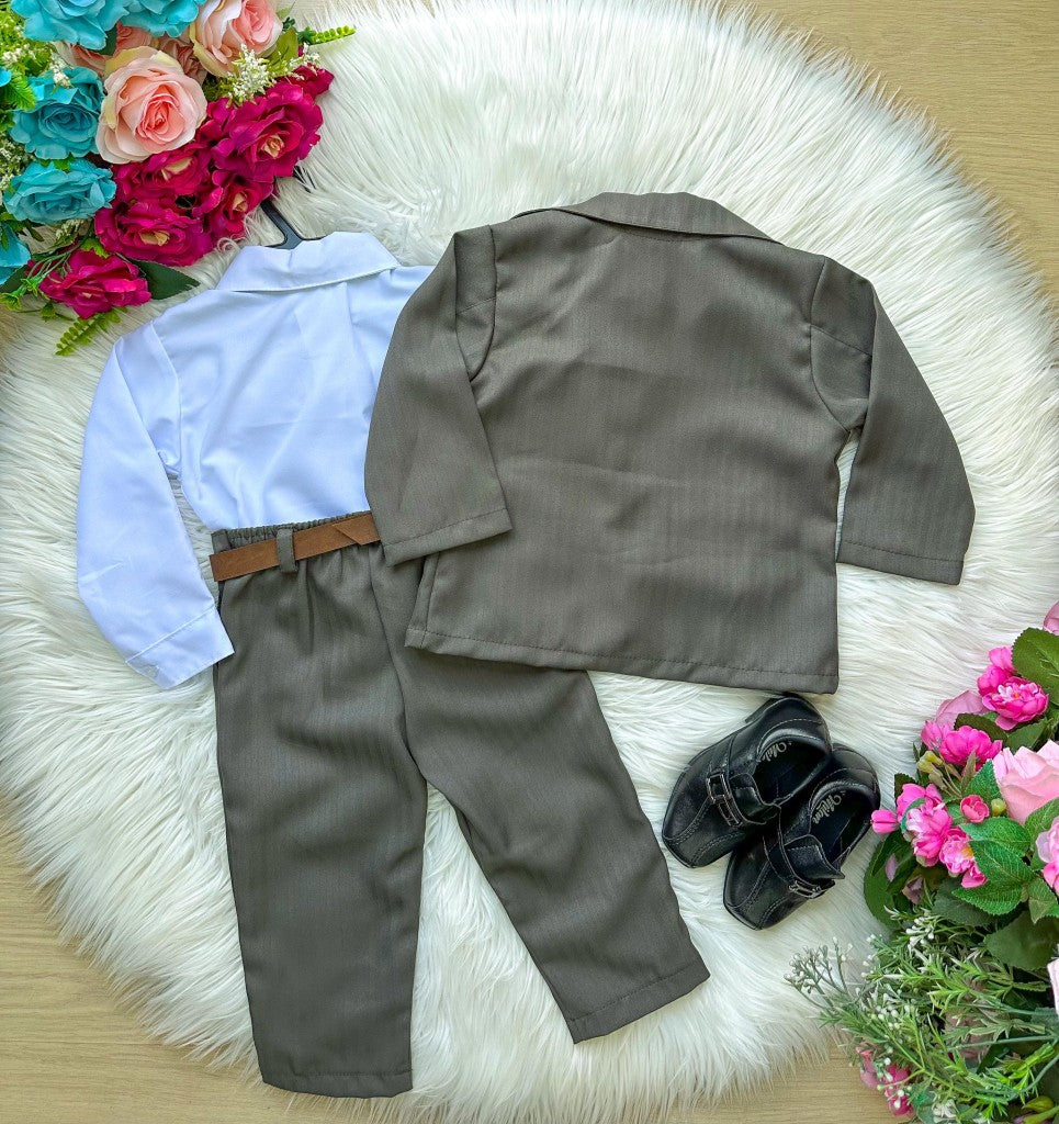 Conjunto Miss Cherry Social Terno Matheus Verde Militar (CONJTLISTRADOMTHEUSVERD)