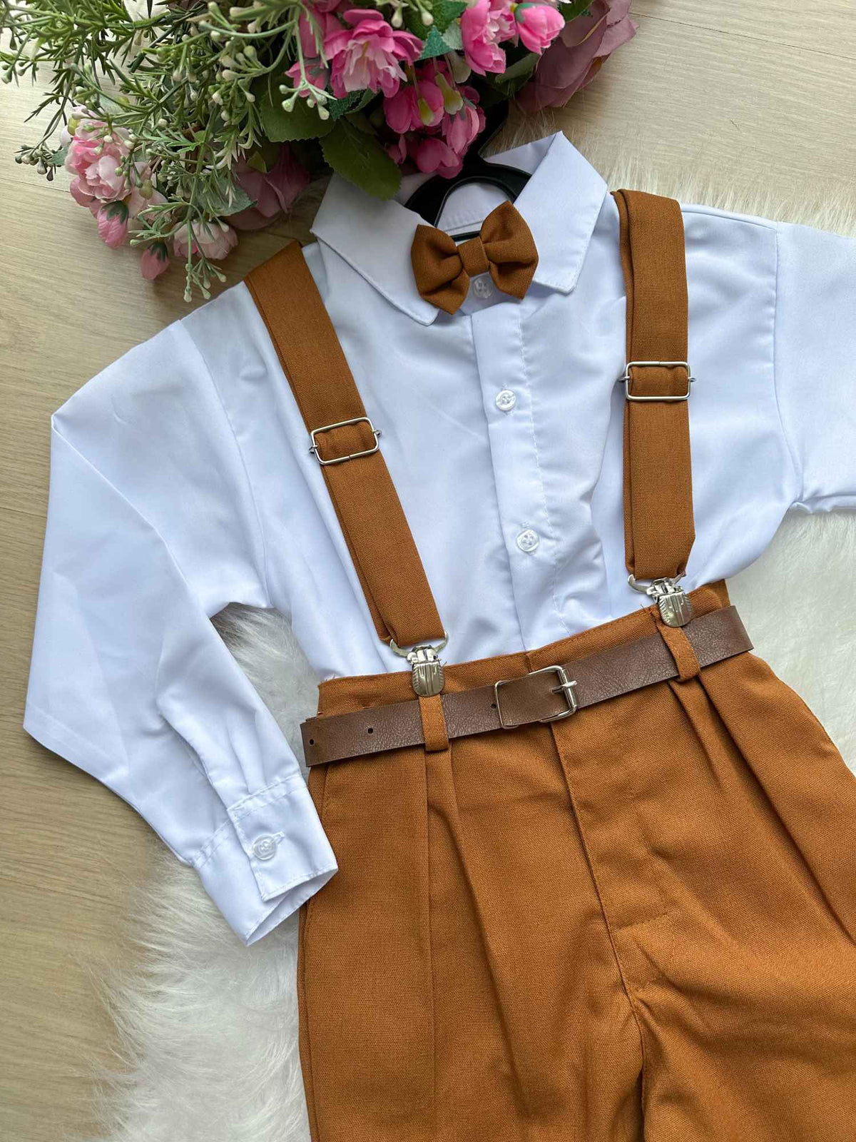 Conjunto Miss Cherry Vitor Suspensorio Marrom Teddy (CNJTMSSCHRVTSUNMRTD)