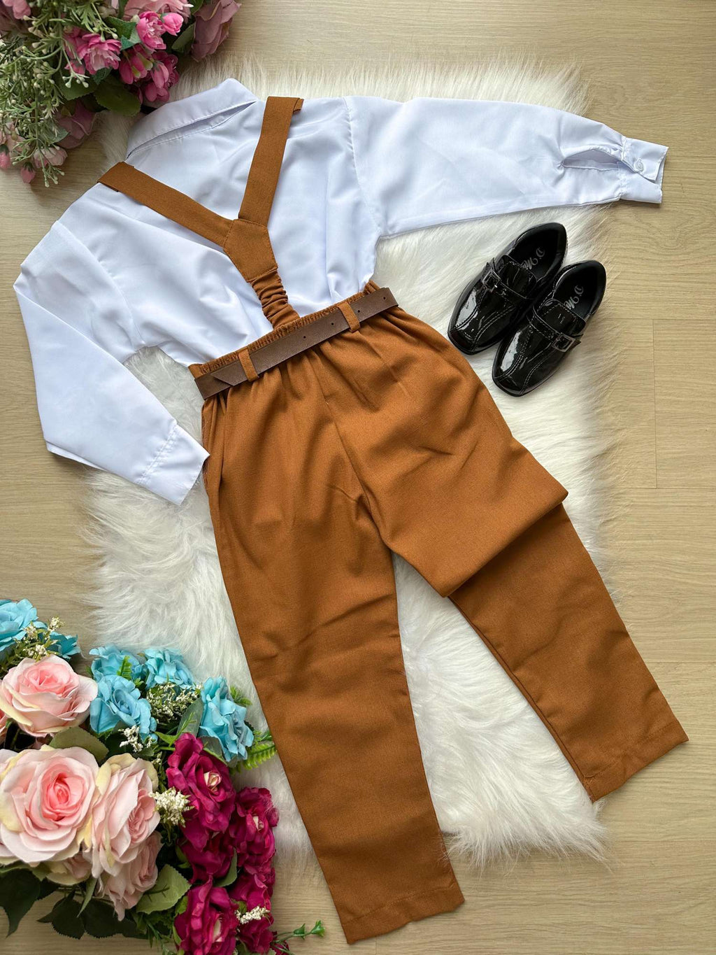 Conjunto Miss Cherry Vitor Suspensorio Marrom Teddy (CNJTMSSCHRVTSUNMRTD)