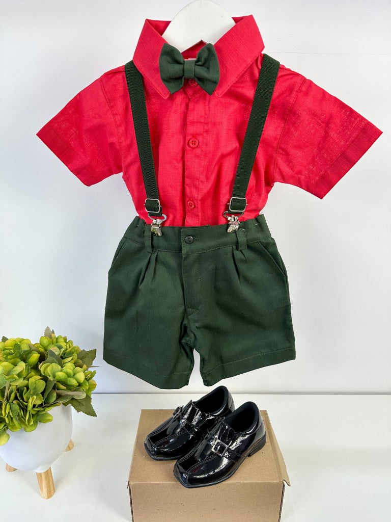 Conjunto Miss Cherry Henry Vermelho Suspensorio Verde Militar (CONJMSSCHRRVERSUSPVR)