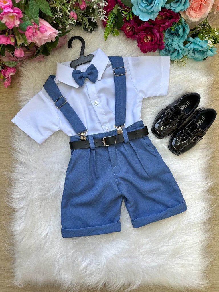 Conjunto Miss Cherry Meninos Social Shorts Ravi Azul (CONJMSSCRSHRTAZUL)