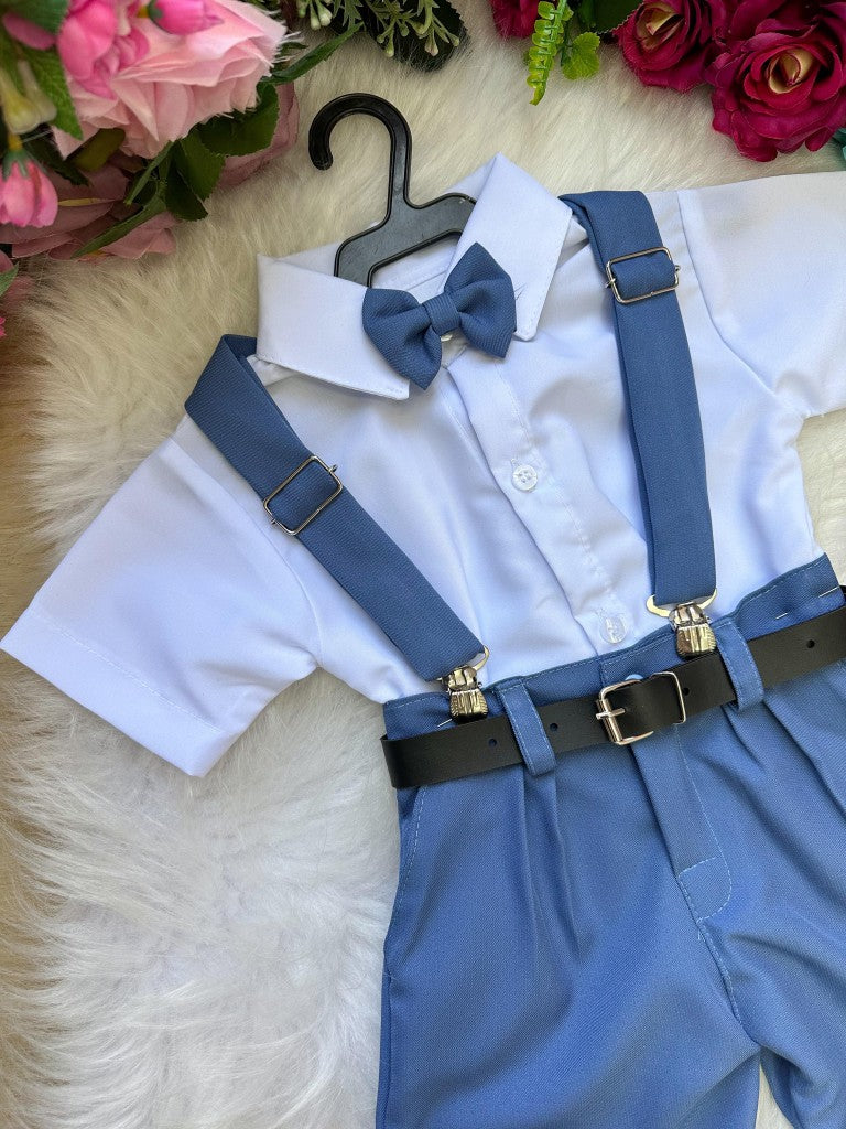 Conjunto Miss Cherry Meninos Social Shorts Ravi Azul (CONJMSSCRSHRTAZUL)