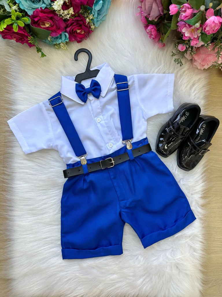 Conjunto Miss Cherry Meninos Social Shorts Ravi Azul Royal (CNJMSCHMNSRAZR)