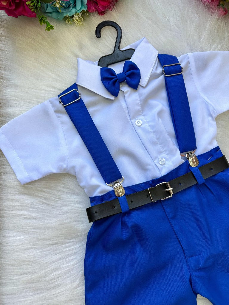 Conjunto Miss Cherry Meninos Social Shorts Ravi Azul Royal (CNJMSCHMNSRAZR)