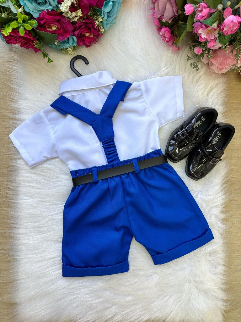 Conjunto Miss Cherry Meninos Social Shorts Ravi Azul Royal (CNJMSCHMNSRAZR)