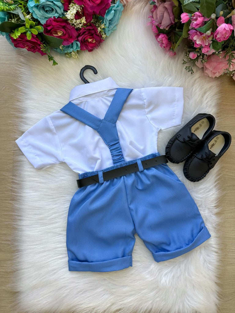 Conjunto Miss Cherry Meninos Social Shorts Ravi Azul Serenity (CNJMSCSSRAZSRNT)
