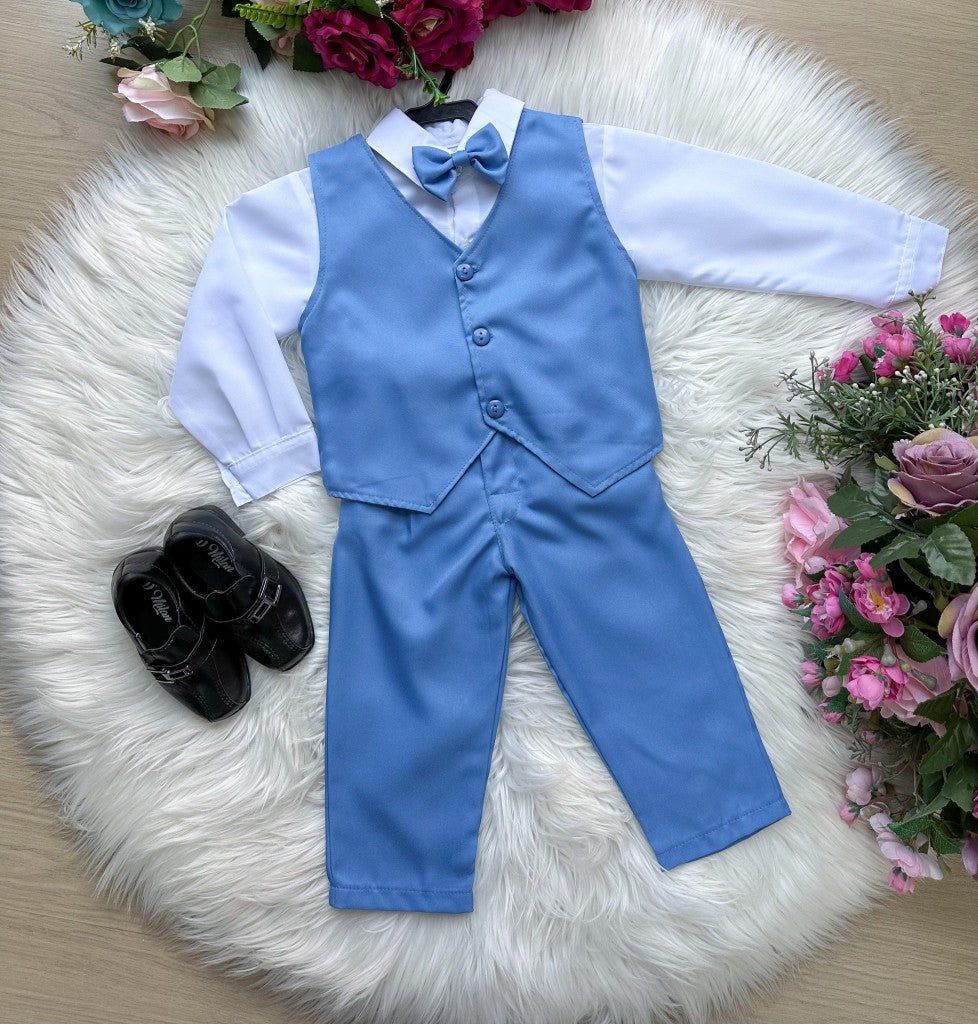 Conjunto Miss Cherry Social Leonardo Colete Azul Serenity (CNJMSSCHRSLCASNTY)