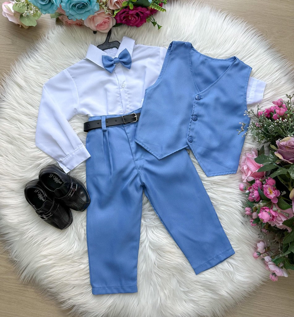 Conjunto Miss Cherry Social Leonardo Colete Azul Serenity (CNJMSSCHRSLCASNTY)