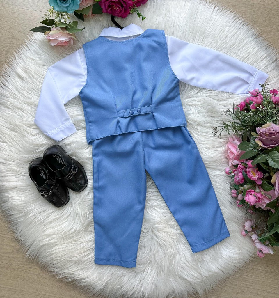 Conjunto Miss Cherry Social Leonardo Colete Azul Serenity (CNJMSSCHRSLCASNTY)