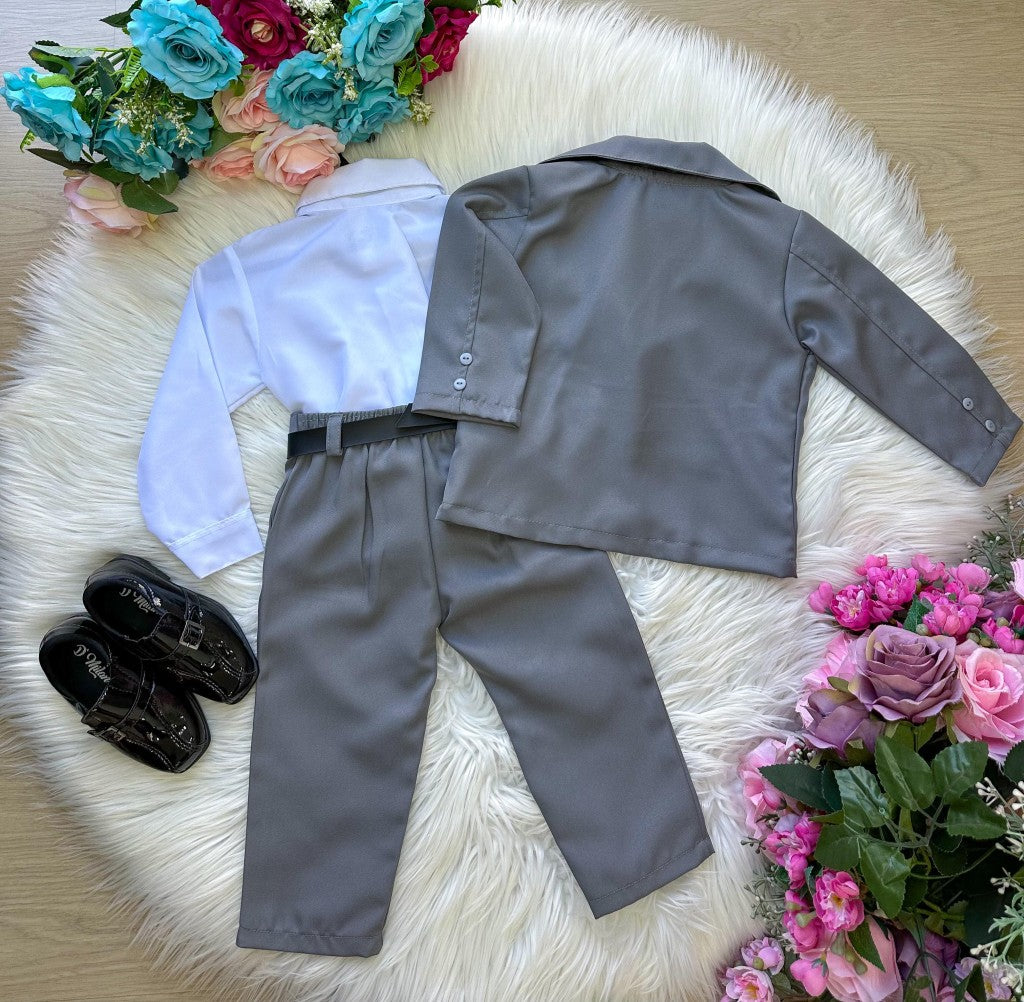 Conjunto Miss Cherry Social Gabriel Terno - Blaizer Cinza (CNJTMSSCHRCINZAGBREL)