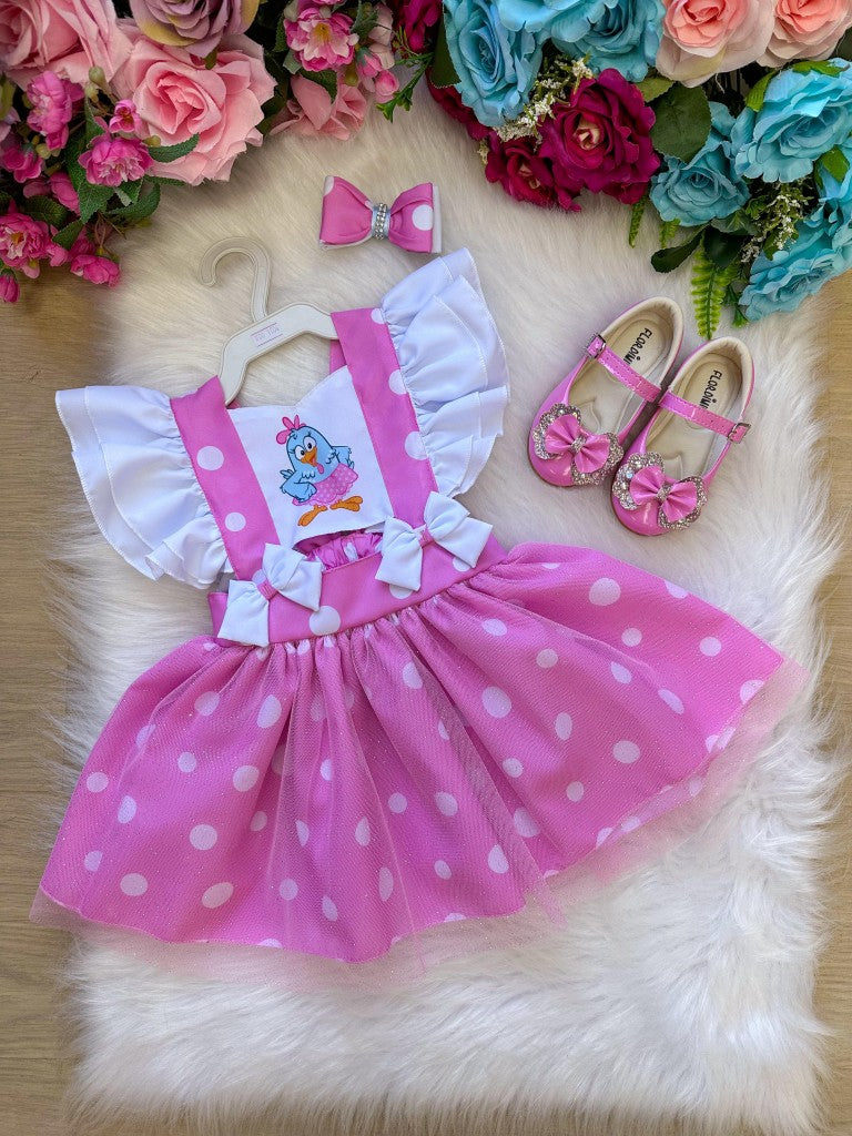 Romper/Vestido Princesa Belli Galinha Pintadinha Rosa (ROPERVSTPNCESAPNDIRSA)